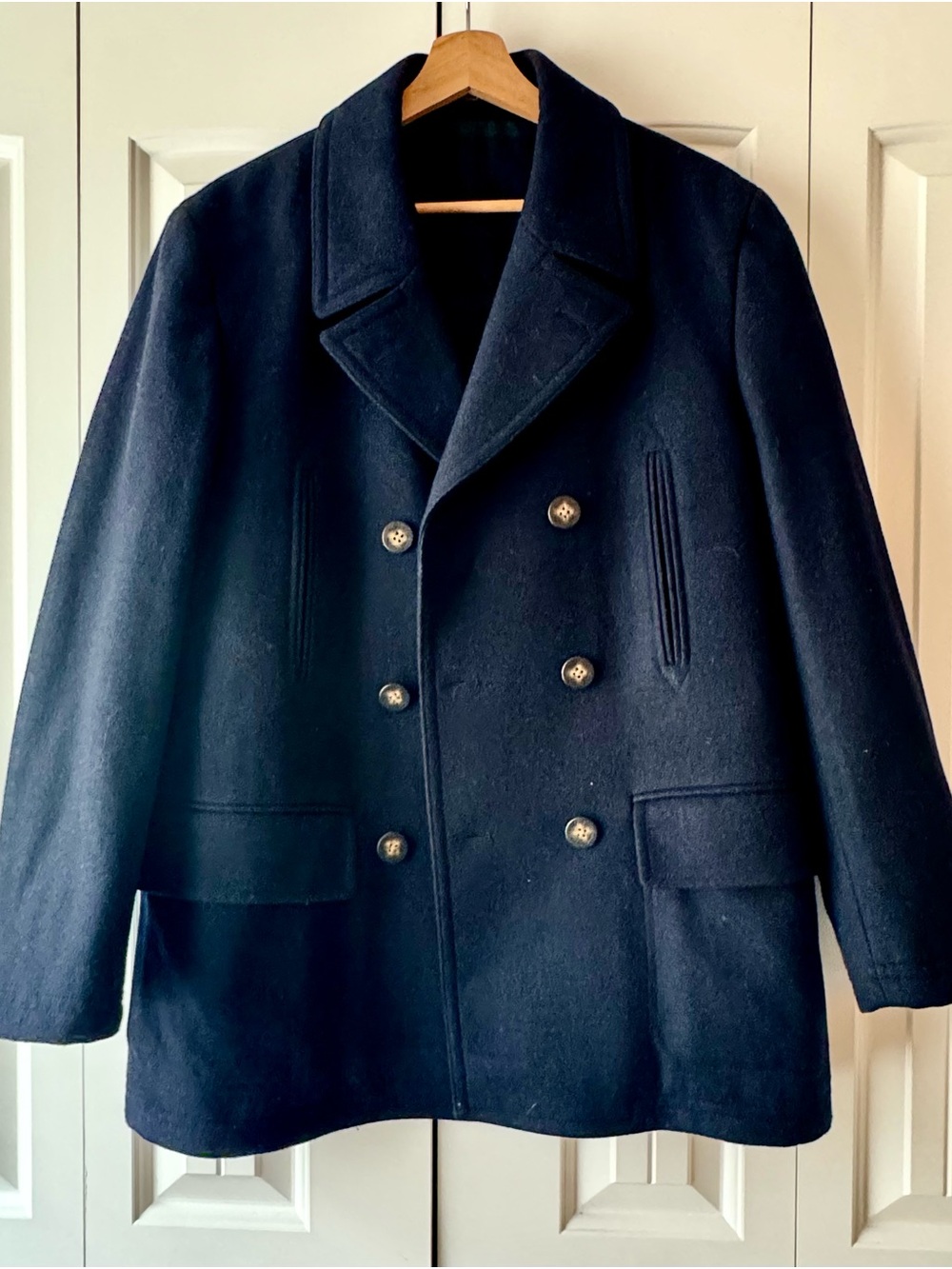 Ralph Lauren Navy Double-Breasted Wool Peacoat - Picture 1 of 2
